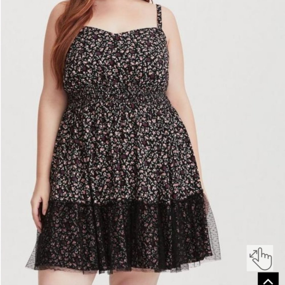 Torrid black floral print cami mini dress 2 - Picture 3 of 13